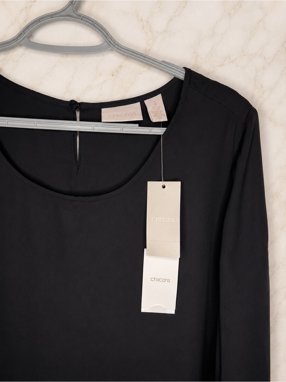 Chico’s Elegant Black Blouse size 1(S) - Picture 5 of 6